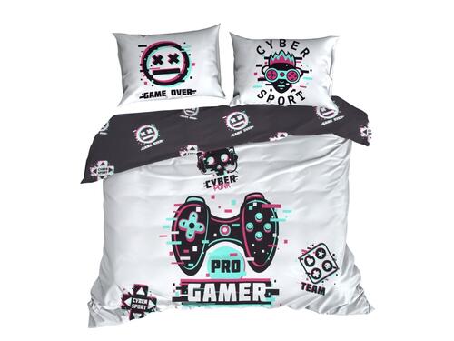 Detské obliečky na posteľ z bavlny - Gamer Kid 16, prikrývka 160 x 200 cm + 2 vankúše 70 x 80 cm